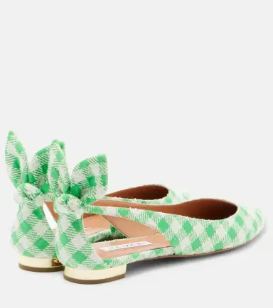 Aquazzura Bow Tie bow-detail checked ballet flats | Thumbnail 4 Aquazzura Bow Tie bow-detail checked ballet flats | Thumbnail 4