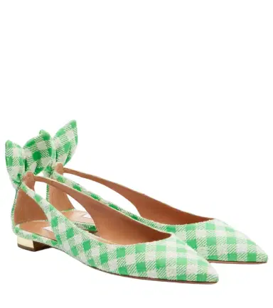 Aquazzura Bow Tie bow-detail checked ballet flats | Thumbnail 1 Aquazzura Bow Tie bow-detail checked ballet flats | Thumbnail 1