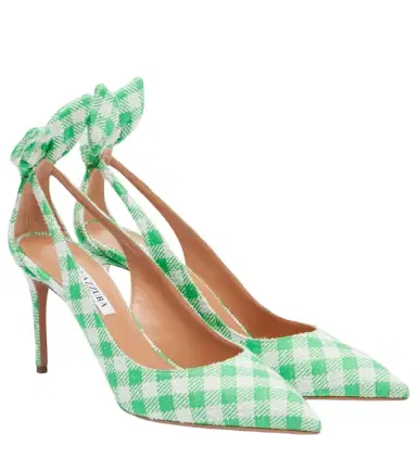 Aquazzura Bow Tie bow-detail checked pumps | Thumbnail 1 Aquazzura Bow Tie bow-detail checked pumps | Thumbnail 1