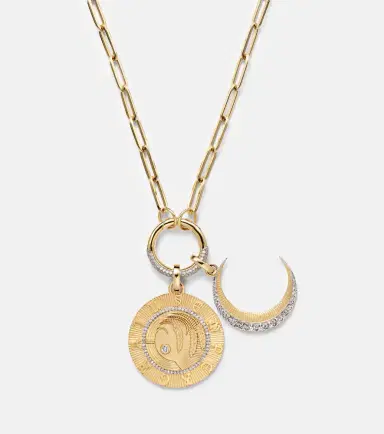 FoundRae Infinite Gratitude & Crescent 18kt gold pendant necklace with diamond | Thumbnail 5 FoundRae Infinite Gratitude & Crescent 18kt gold pendant necklace with diamond | Thumbnail 5