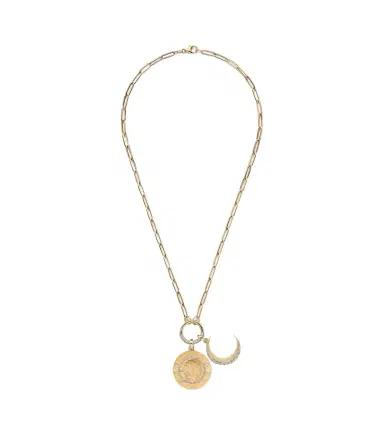 FoundRae Infinite Gratitude & Crescent 18kt gold pendant necklace with diamond | Thumbnail 1 FoundRae Infinite Gratitude & Crescent 18kt gold pendant necklace with diamond | Thumbnail 1