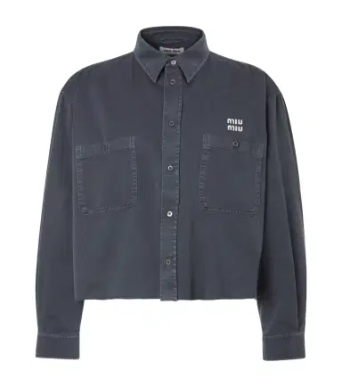 Miu Miu Logo denim shirt | Thumbnail 1 Miu Miu Logo denim shirt | Thumbnail 1