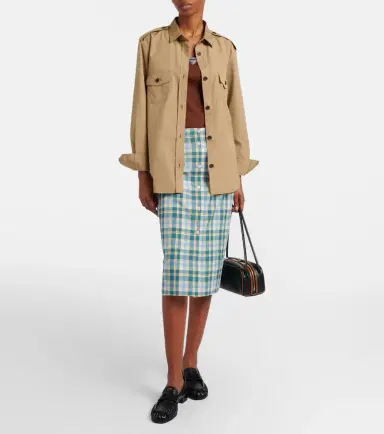 Prada Plaid cotton poplin pencil skirt | Thumbnail 4 Prada Plaid cotton poplin pencil skirt | Thumbnail 4
