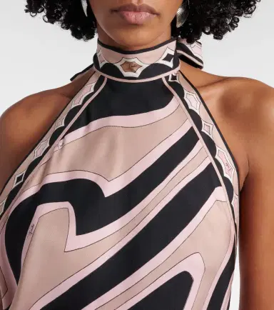 Pucci Labirinto halterneck silk twill midi dress | Thumbnail 3 Pucci Labirinto halterneck silk twill midi dress | Thumbnail 3