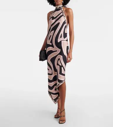 Pucci Labirinto halterneck silk twill midi dress | Thumbnail 4 Pucci Labirinto halterneck silk twill midi dress | Thumbnail 4