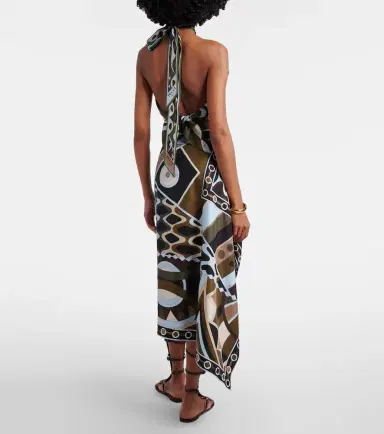 Pucci Vivara asymmetric silk twill midi skirt | Thumbnail 4 Pucci Vivara asymmetric silk twill midi skirt | Thumbnail 4