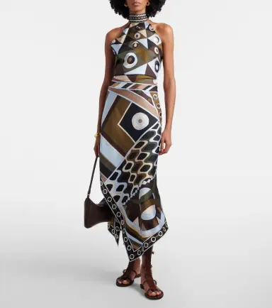 Pucci Vivara asymmetric silk twill midi skirt | Thumbnail 6 Pucci Vivara asymmetric silk twill midi skirt | Thumbnail 6