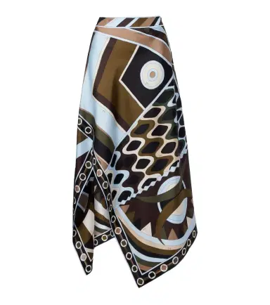 Pucci Vivara asymmetric silk twill midi skirt | Thumbnail 1 Pucci Vivara asymmetric silk twill midi skirt | Thumbnail 1