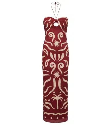 Cala de la Cruz Leda printed halterneck linen maxi dress | Thumbnail 1 Cala de la Cruz Leda printed halterneck linen maxi dress | Thumbnail 1