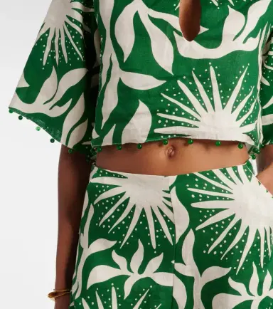 Cala de la Cruz Iris beaded printed linen crop top | Thumbnail 5 Cala de la Cruz Iris beaded printed linen crop top | Thumbnail 5
