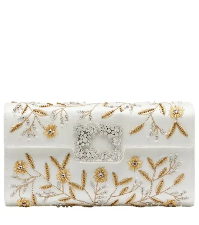Efflorescence embellished satin clutch Efflorescence embellished satin clutch