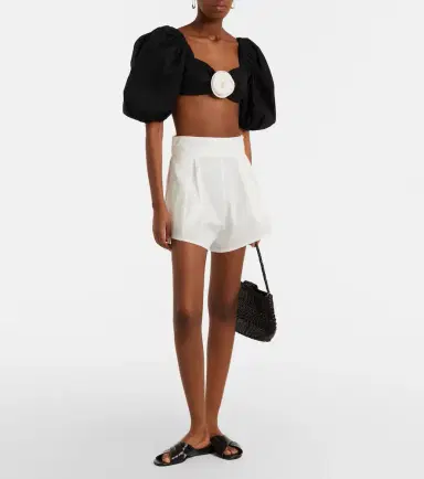 ADRIANA DEGREAS Floral-appliqué cotton-blend crop top | Thumbnail 5 ADRIANA DEGREAS Floral-appliqué cotton-blend crop top | Thumbnail 5