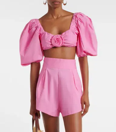 Adriana Degreas Floral-appliqué cotton-blend crop top | Thumbnail 3 Adriana Degreas Floral-appliqué cotton-blend crop top | Thumbnail 3