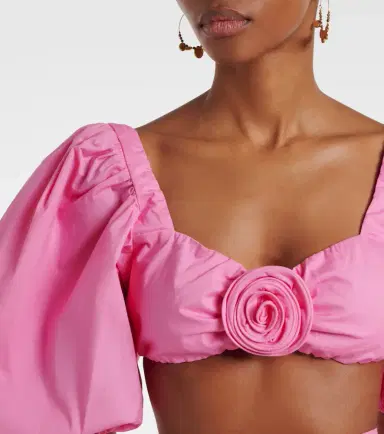 Adriana Degreas Floral-appliqué cotton-blend crop top | Thumbnail 4 Adriana Degreas Floral-appliqué cotton-blend crop top | Thumbnail 4