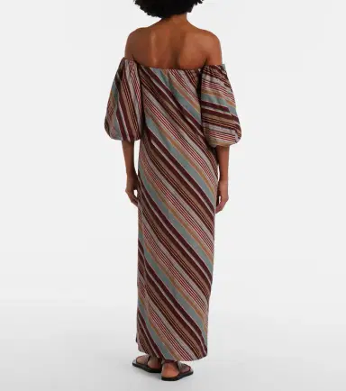 ADRIANA DEGREAS Striped off-shoulder cotton-blend maxi dress | Thumbnail 3 ADRIANA DEGREAS Striped off-shoulder cotton-blend maxi dress | Thumbnail 3