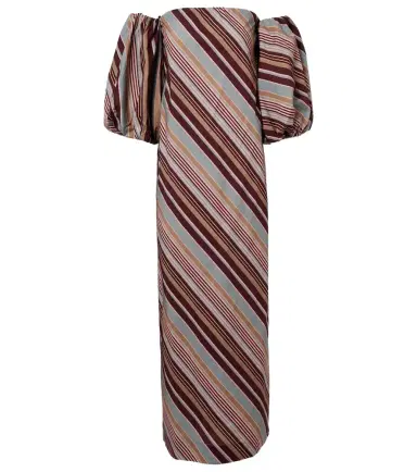 ADRIANA DEGREAS Striped off-shoulder cotton-blend maxi dress | Thumbnail 1 ADRIANA DEGREAS Striped off-shoulder cotton-blend maxi dress | Thumbnail 1