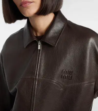 Miu Miu Leather blouson jacket | Thumbnail 6 Miu Miu Leather blouson jacket | Thumbnail 6