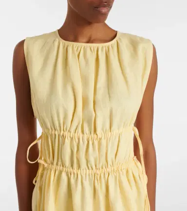 Asceno Como gathered linen minidress | Thumbnail 4 Asceno Como gathered linen minidress | Thumbnail 4