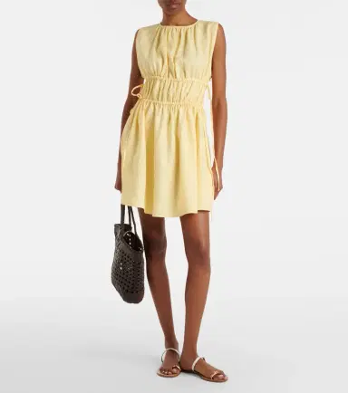 Asceno Como gathered linen minidress | Thumbnail 5 Asceno Como gathered linen minidress | Thumbnail 5