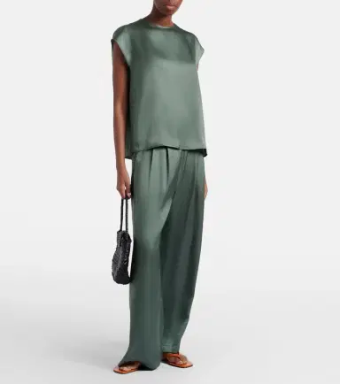 Asceno Isola pleated silk twill wide-leg pants | Thumbnail 6 Asceno Isola pleated silk twill wide-leg pants | Thumbnail 6