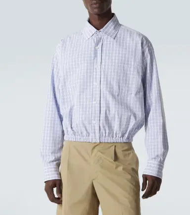 Prada Checked gathered cotton shirt | Thumbnail 2 Prada Checked gathered cotton shirt | Thumbnail 2