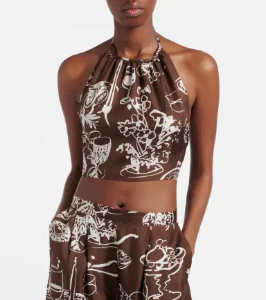 Asceno Bello printed halterneck silk crop top | Thumbnail 3 Asceno Bello printed halterneck silk crop top | Thumbnail 3