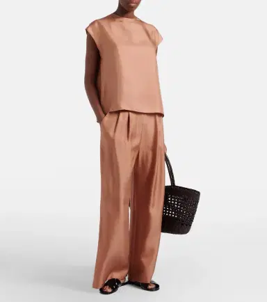 Asceno Isola pleated silk twill wide-leg pants | Thumbnail 2 Asceno Isola pleated silk twill wide-leg pants | Thumbnail 2