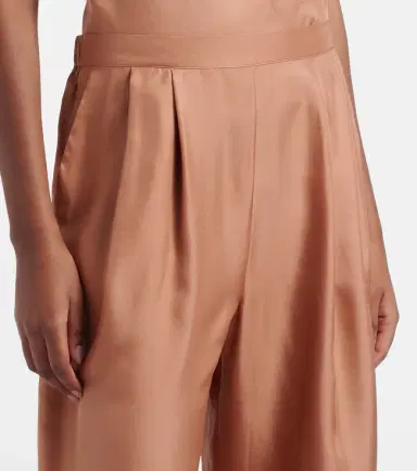 Asceno Isola pleated silk twill wide-leg pants | Thumbnail 4 Asceno Isola pleated silk twill wide-leg pants | Thumbnail 4