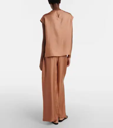 Asceno Isola pleated silk twill wide-leg pants | Thumbnail 5 Asceno Isola pleated silk twill wide-leg pants | Thumbnail 5