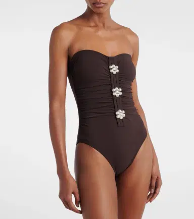 Karla Colletto Maya embellished bandeau swimsuit | Thumbnail 2 Karla Colletto Maya embellished bandeau swimsuit | Thumbnail 2