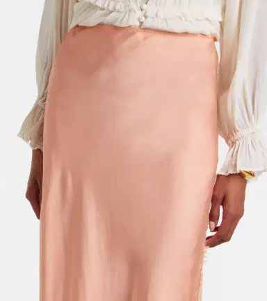 Poupette St Barth Lace-trimmed satin midi skirt | Thumbnail 3 Poupette St Barth Lace-trimmed satin midi skirt | Thumbnail 3