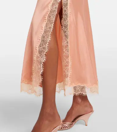 Poupette St Barth Lace-trimmed satin midi skirt | Thumbnail 6 Poupette St Barth Lace-trimmed satin midi skirt | Thumbnail 6