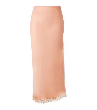 Poupette St Barth Lace-trimmed satin midi skirt | Thumbnail 1 Poupette St Barth Lace-trimmed satin midi skirt | Thumbnail 1
