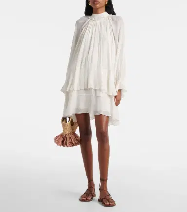 Poupette St Barth Dina ruffled chiffon minidress | Thumbnail 4 Poupette St Barth Dina ruffled chiffon minidress | Thumbnail 4