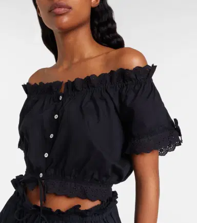 Poupette St Barth Nala broderie anglaise cotton poplin crop top | Thumbnail 3 Poupette St Barth Nala broderie anglaise cotton poplin crop top | Thumbnail 3