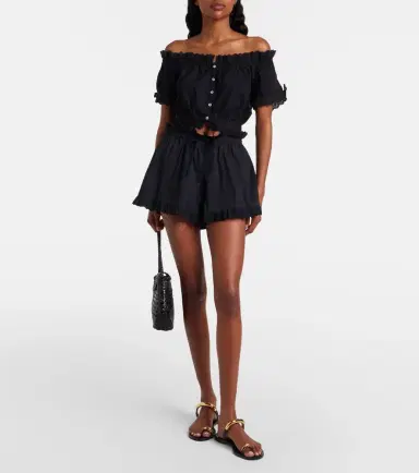 Poupette St Barth Nala broderie anglaise cotton poplin crop top | Thumbnail 4 Poupette St Barth Nala broderie anglaise cotton poplin crop top | Thumbnail 4