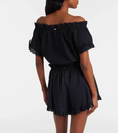 Poupette St Barth Nala broderie anglaise cotton poplin crop top | Thumbnail 5 Poupette St Barth Nala broderie anglaise cotton poplin crop top | Thumbnail 5