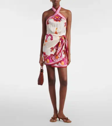 Poupette St Barth Manon printed satin minidress | Thumbnail 2 Poupette St Barth Manon printed satin minidress | Thumbnail 2