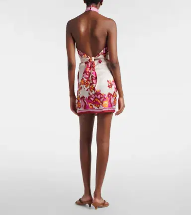 Poupette St Barth Manon printed satin minidress | Thumbnail 4 Poupette St Barth Manon printed satin minidress | Thumbnail 4