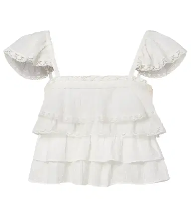 Poupette St Barth Anya ruffled cotton top | Thumbnail 1 Poupette St Barth Anya ruffled cotton top | Thumbnail 1