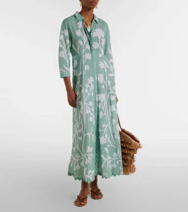 Juliet Dunn Floral scalloped cotton shirt dress | Thumbnail 6 Juliet Dunn Floral scalloped cotton shirt dress | Thumbnail 6