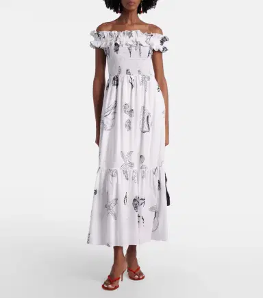 Poupette St Barth Suzanne shirred cotton muslin maxi dress | Thumbnail 2 Poupette St Barth Suzanne shirred cotton muslin maxi dress | Thumbnail 2