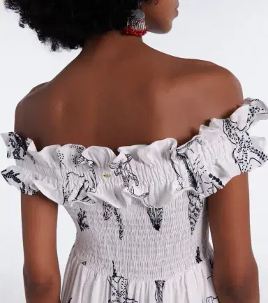 Poupette St Barth Suzanne shirred cotton muslin maxi dress | Thumbnail 4 Poupette St Barth Suzanne shirred cotton muslin maxi dress | Thumbnail 4