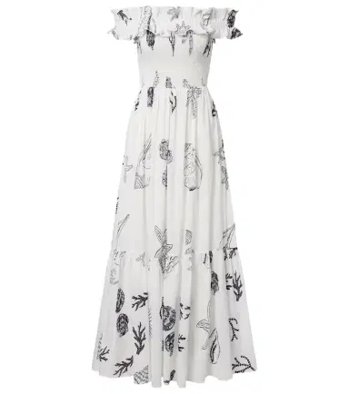 Poupette St Barth Suzanne shirred cotton muslin maxi dress | Thumbnail 1 Poupette St Barth Suzanne shirred cotton muslin maxi dress | Thumbnail 1
