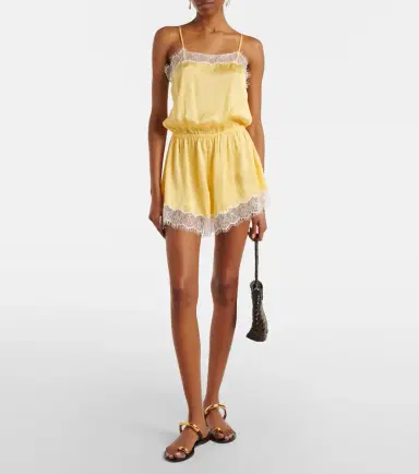 Poupette St Barth Silvia lace-trimmed satin romper | Thumbnail 4 Poupette St Barth Silvia lace-trimmed satin romper | Thumbnail 4