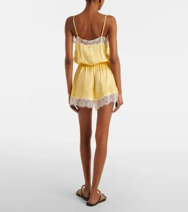 Poupette St Barth Silvia lace-trimmed satin romper | Thumbnail 6 Poupette St Barth Silvia lace-trimmed satin romper | Thumbnail 6