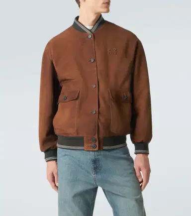 Miu Miu Suede bomber jacket | Thumbnail 2 Miu Miu Suede bomber jacket | Thumbnail 2