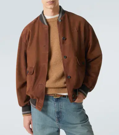 Miu Miu Suede bomber jacket | Thumbnail 3 Miu Miu Suede bomber jacket | Thumbnail 3