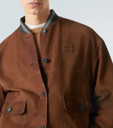 Miu Miu Suede bomber jacket | Thumbnail 4 Miu Miu Suede bomber jacket | Thumbnail 4