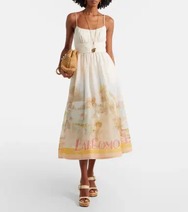 Zimmermann Como printed linen and silk midi dress | Thumbnail 2 Zimmermann Como printed linen and silk midi dress | Thumbnail 2